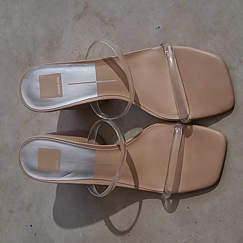 Dolce vita nude clear block heels 11